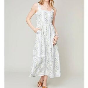 Spartina 449 Cheyanne Floral Striped Midi Dress Size XXL Linen